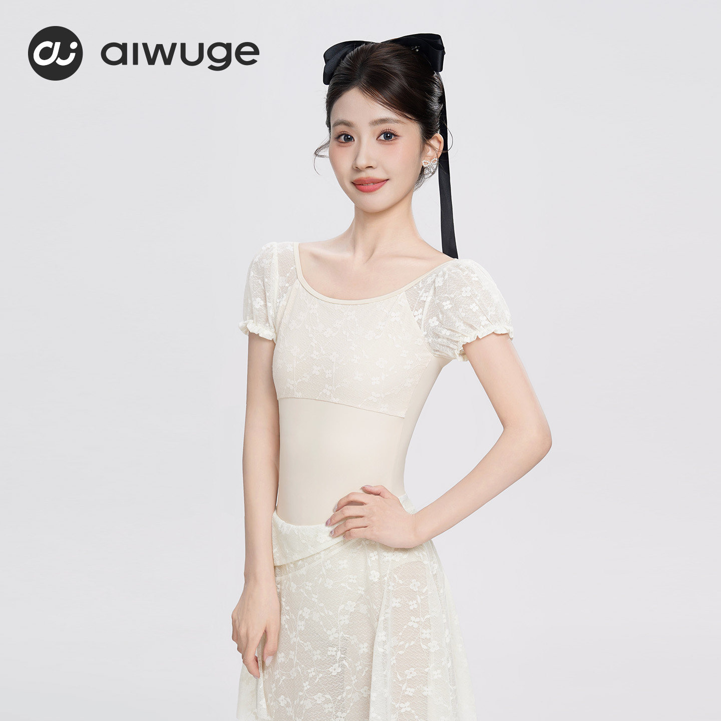 春季新款芭蕾连体练功服蕾丝印花图片