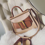 欧美时尚凯莉包女2017秋冬新款撞色手提包气质百搭单肩斜挎大包潮