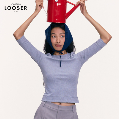 iamLOOSER 春季系列 灰色七分袖修身T恤极简温柔软糯质亲肤
