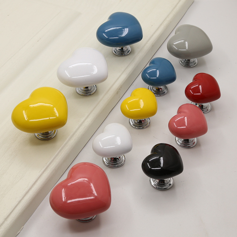 卡通儿童房拉手心形陶瓷拉手