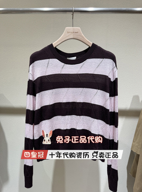 播broadcast针织衫2026春新款撞色宽条纹圆领毛衣BDT1SD1008 映彩