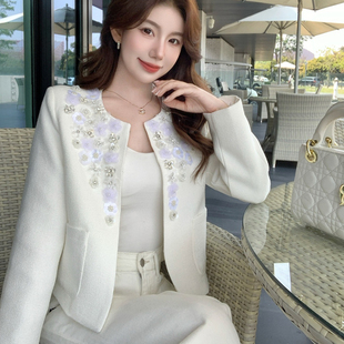 爆款网红同款安全感质感上衣高级手工立体花朵小香风高级感短外套