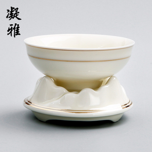 凝雅德化象牙白瓷描金功夫茶具陶瓷茶滤过滤器创意家用韩日式茶漏