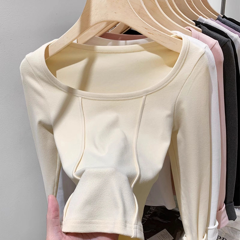 女上衣长袖外穿子的背带裤打底搭配T恤小衫修身牛仔秋衣春秋内搭