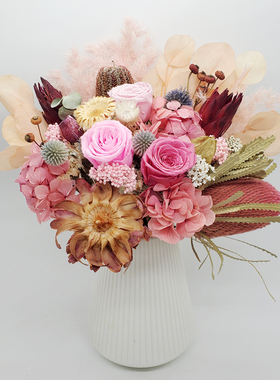 南非进口天然干花真花班克木永生玫瑰花艺客厅餐桌装饰花束摆设件