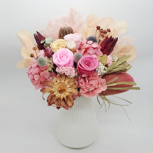 南非进口天然干花真花班克木永生玫瑰花艺客厅餐桌装饰花束摆设件