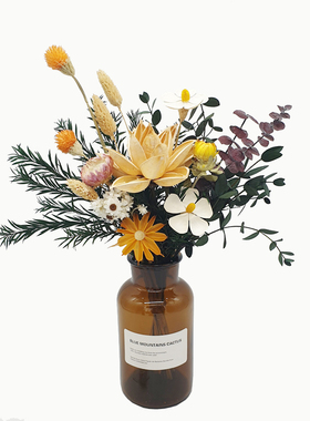 ins森系轻奢永生花真花干花花束尤加利叶办公桌装饰客厅餐桌摆件