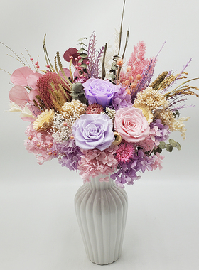 进口帝王花束客厅家居装饰摆件干花永生花厄瓜多尔玫瑰大花束