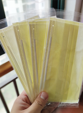 一次性防护口罩淡浅黄色三层单独包装50只现货防尘透气女神夏可爱