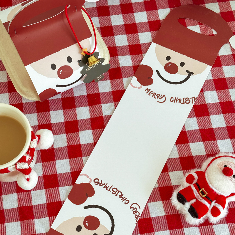 圣诞老人手提围边甜品面包打包盒点心蛋糕包装盒贝果提拉米苏盒子