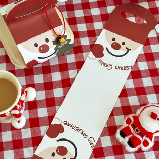 圣诞老人手提围边甜品面包打包盒点心蛋糕包装 盒贝果提拉米苏盒子