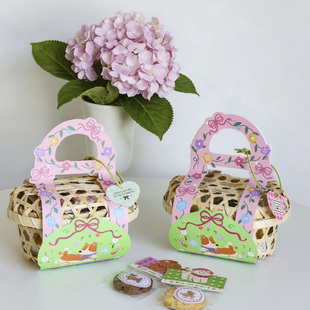 新款 盒手提竹篮礼盒春日竹笼 烘焙饼干糖果雪花酥蛋黄酥绿豆糕包装