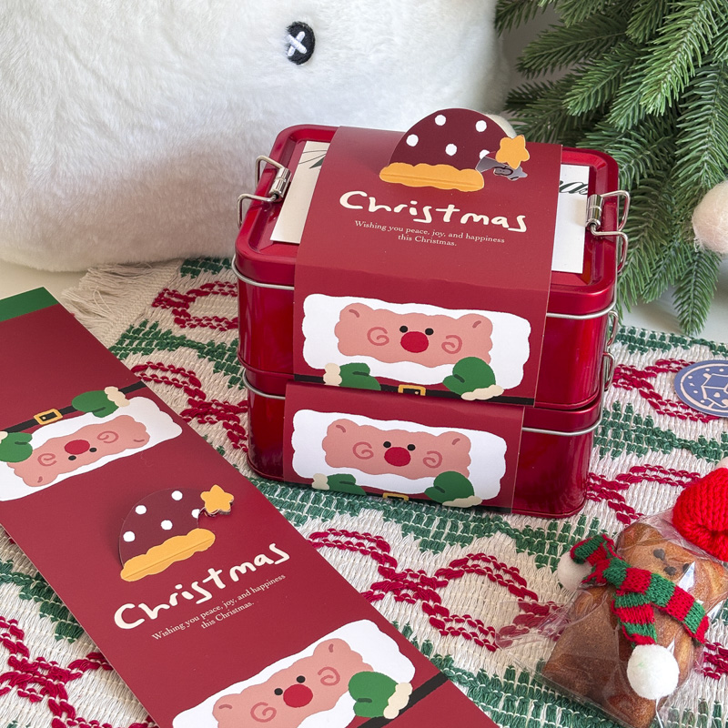 圣诞饼干包装铁盒烘焙曲奇饼干雪花酥点心打包盒马口铁搭扣铁盒