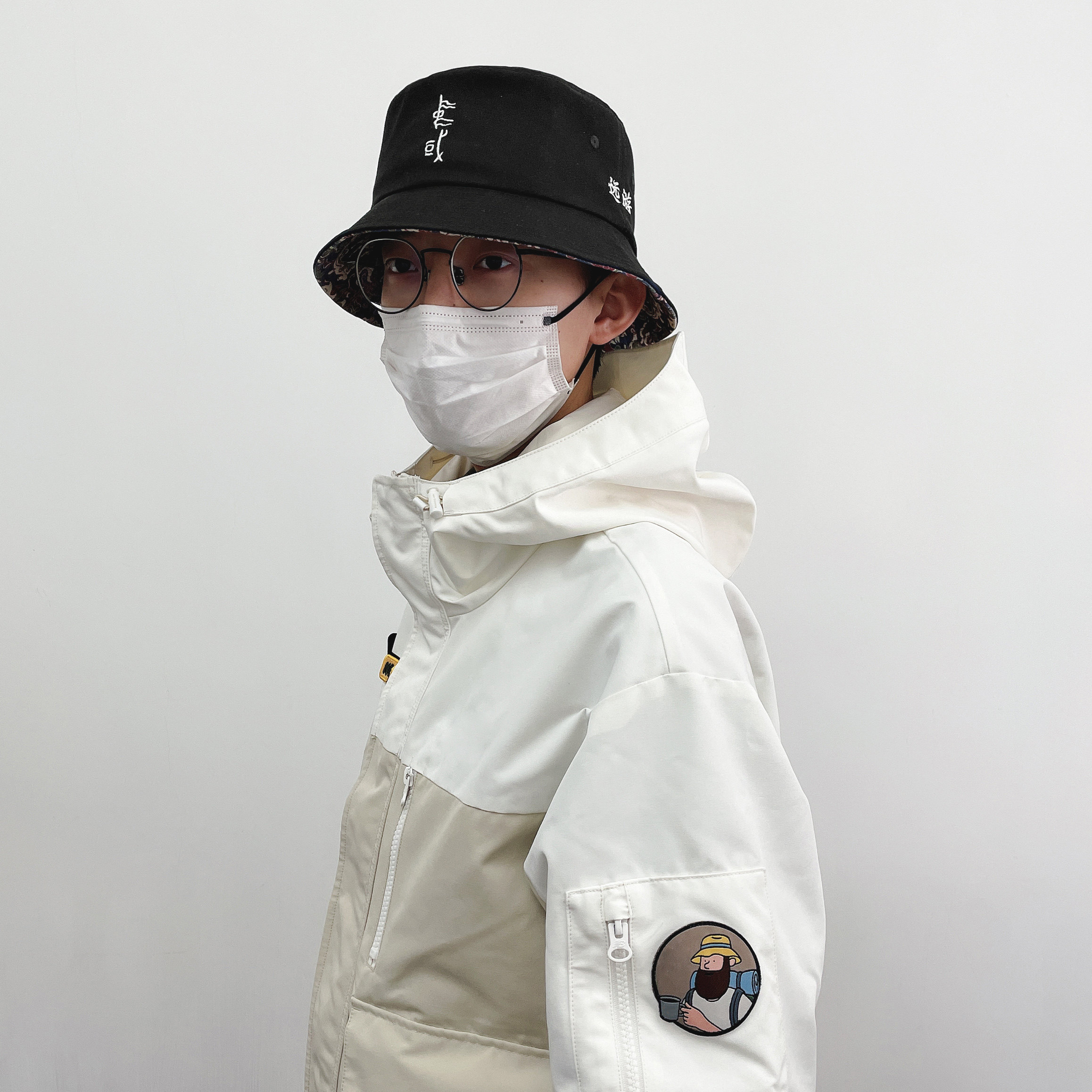 【安州牧】中国远游冠刺绣印花 五星出东方 渔夫帽 帆布 男女同款