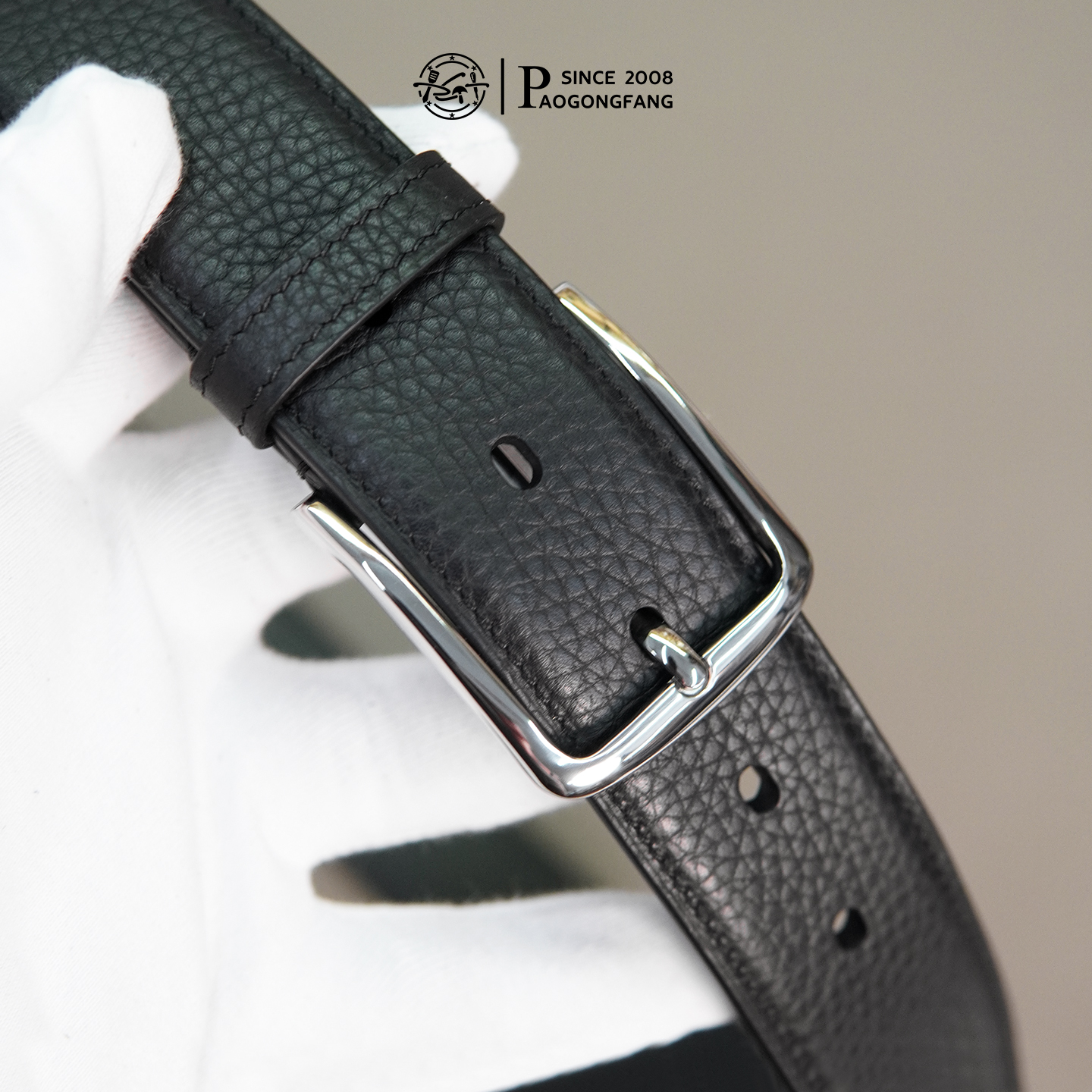 胡子皮带男士纯钛针扣宽3.5商务腰带定制 【MY75钛扣+万哈梅尔】