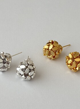 MAGICBOXACC碎银子925银针耳钉女时尚百搭气质花团耳饰轻奢高级感