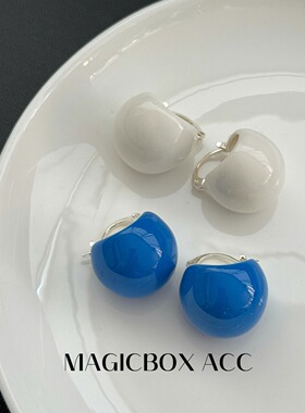 MAGICBOXACC气质几何立体半球珐琅滴釉耳环女小众设计感百搭耳扣