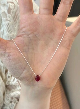 一颗红豆~小众锁骨链简约设计红色水滴吊坠项链颈链女气质百搭