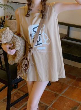 【YUXI严选】韩风ins复古甜美宽松中长款背心/吊带（不含马甲）