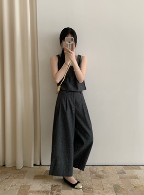 【YUXI严选】韩系高级感定制背心加九分直筒休闲裤套装