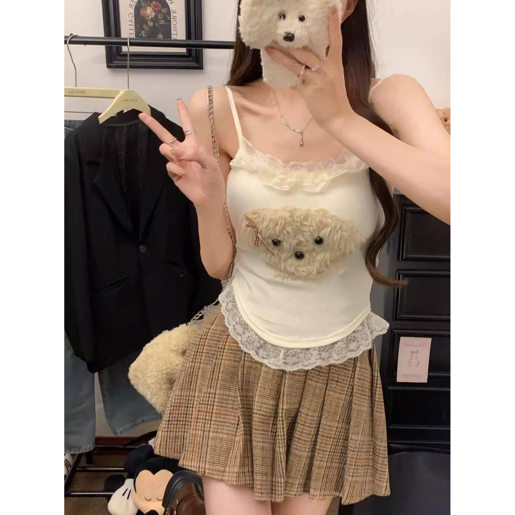 带胸垫纯欲甜美减龄吊带小背心