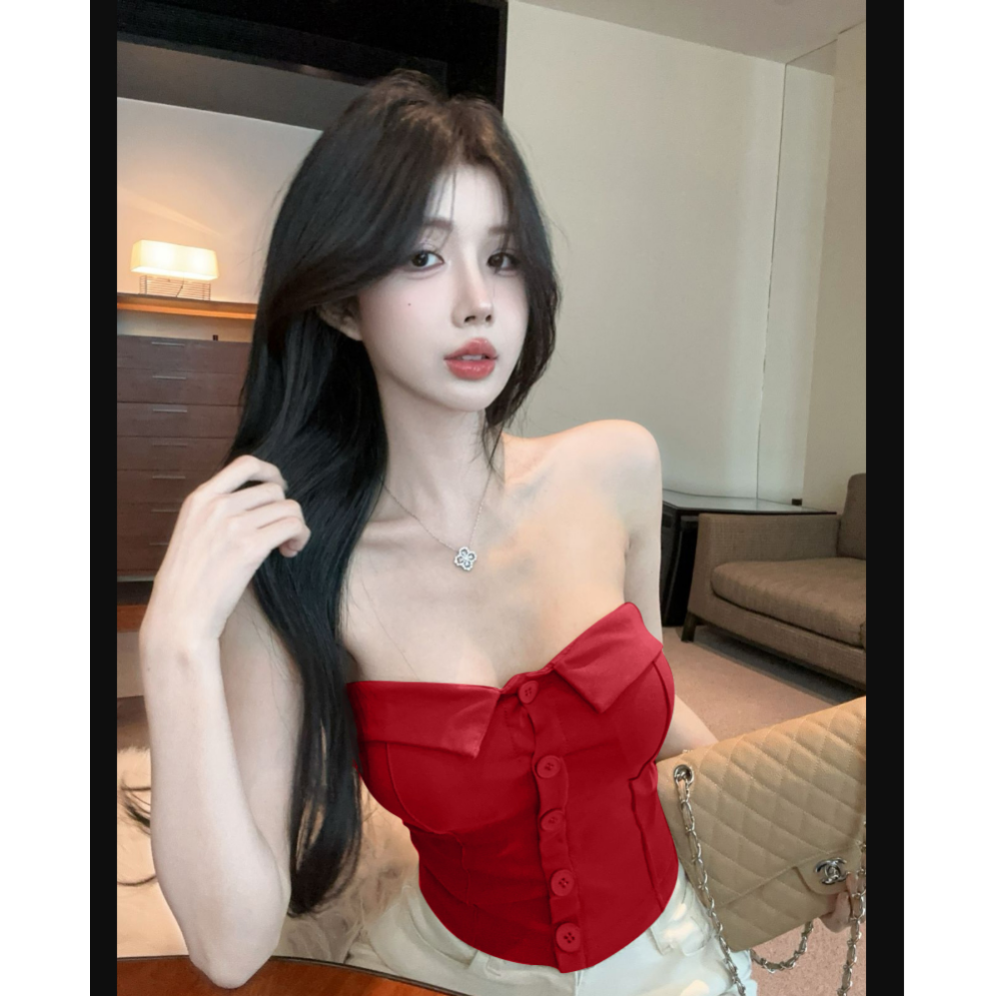 带胸垫美式热辣妹音乐节穿搭黑色性感抹胸上衣女夏季外穿吊带背心,女装/女士精品,背心吊带,淘宝优惠券,粉丝福利购,淘宝优惠卷