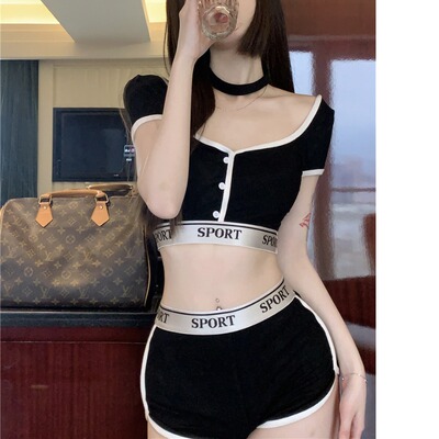 美式复古辣妹风运动休闲T恤套装