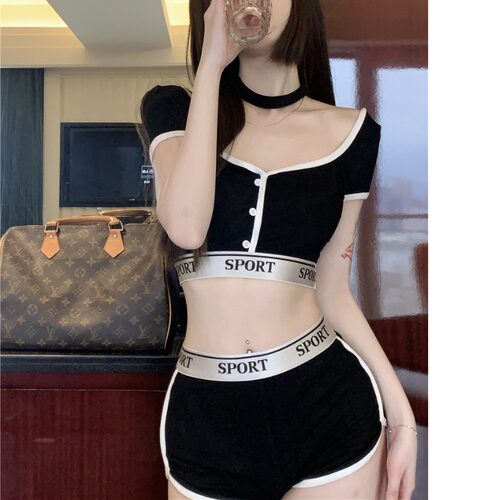 美式复古辣妹风运动休闲T恤套装