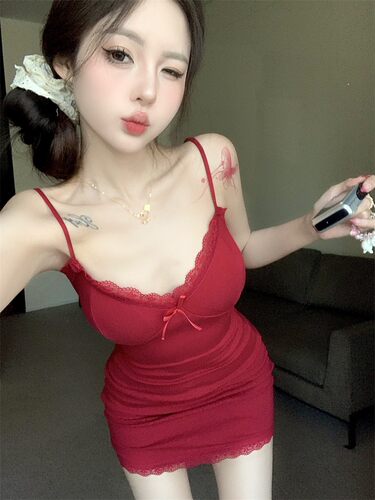 带胸垫睡衣女春秋季纯欲风性感
