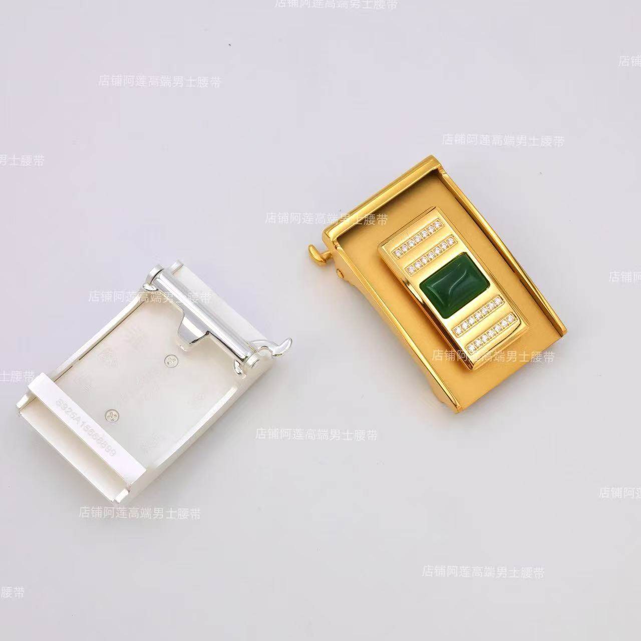 玛瑙高档3.8宽自动扣内穿皮带扣头金色轻奢无腰带不掉色男士气质