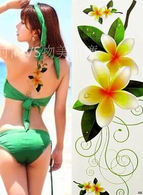 防水纹身贴纸女款背部绿色花朵性感小清新纹身贴满18包邮满十送一