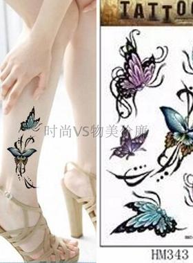 纹身贴防水女 持久 仿真 蓝色蝴蝶 性感 遮疤痕 脚踝胸部HM343