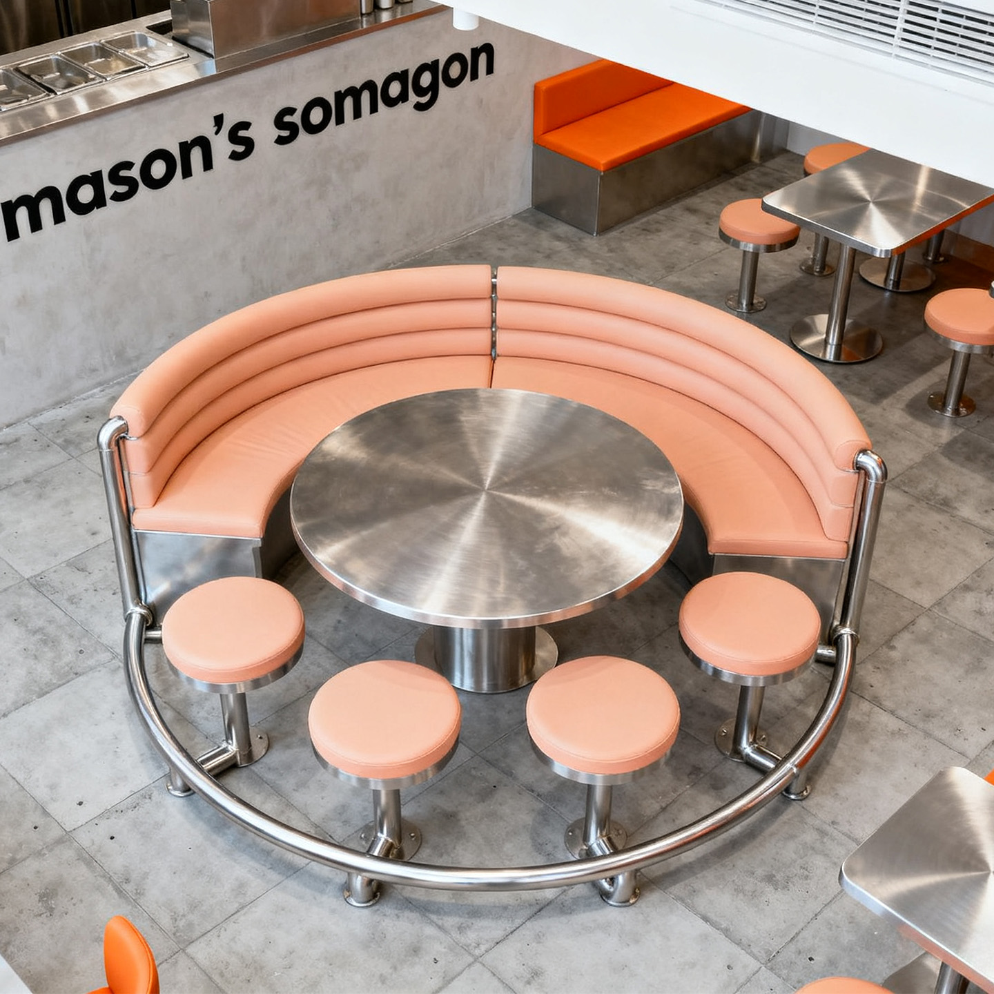 奶茶店弧形卡座沙发组合