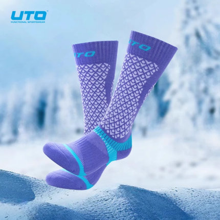 UTO美利奴羊毛袜男滑雪袜女秋冬户外登山徒步运动袜高筒加厚保暖