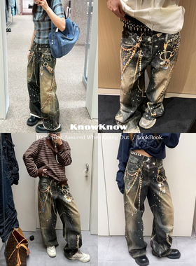 KnowKnow Closet. | 只做对版 Ac风格黑金链条印花AC牛仔裤长裤女
