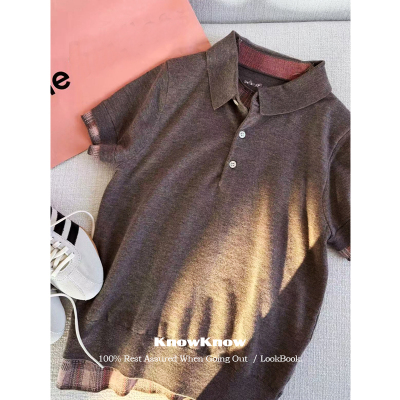 KnowKnow Closet | 只做对版 假两件Polo翻领格纹羊毛短袖上衣女
