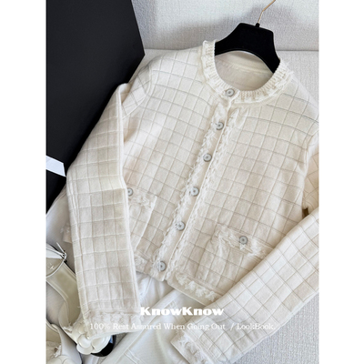 KnowKnow Closet. |  26新款 立体网格纹羊绒圆领开衫外套上衣女