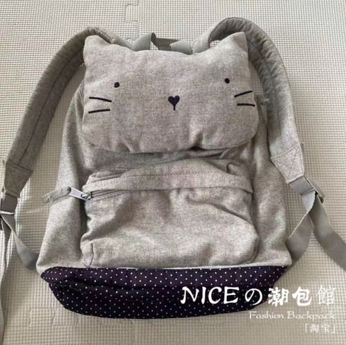 NICE新款可爱猫咪双肩包大容量电脑包学生书包百搭旅行小背包