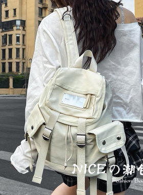 韩国小众Matin kim双肩包女2026休闲百搭金属标尼龙背包书包