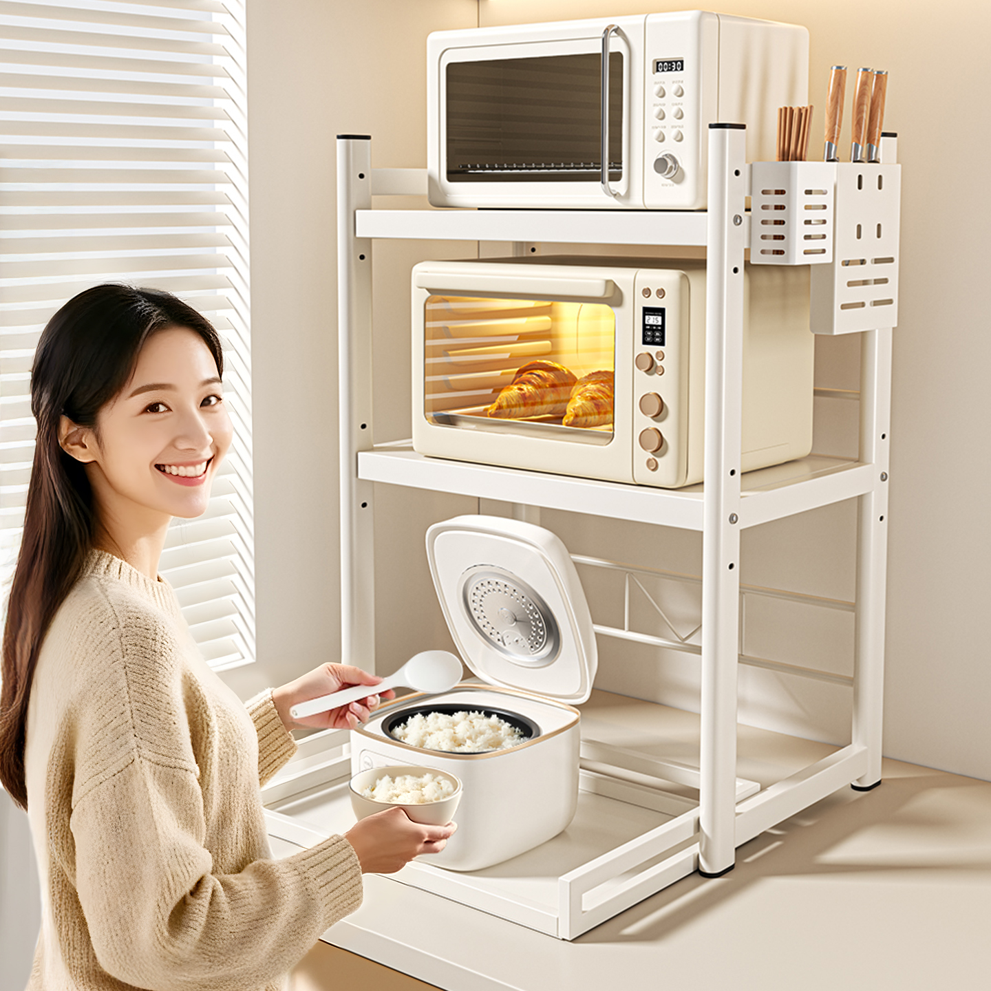 厨房储物架加厚钢材电器收纳