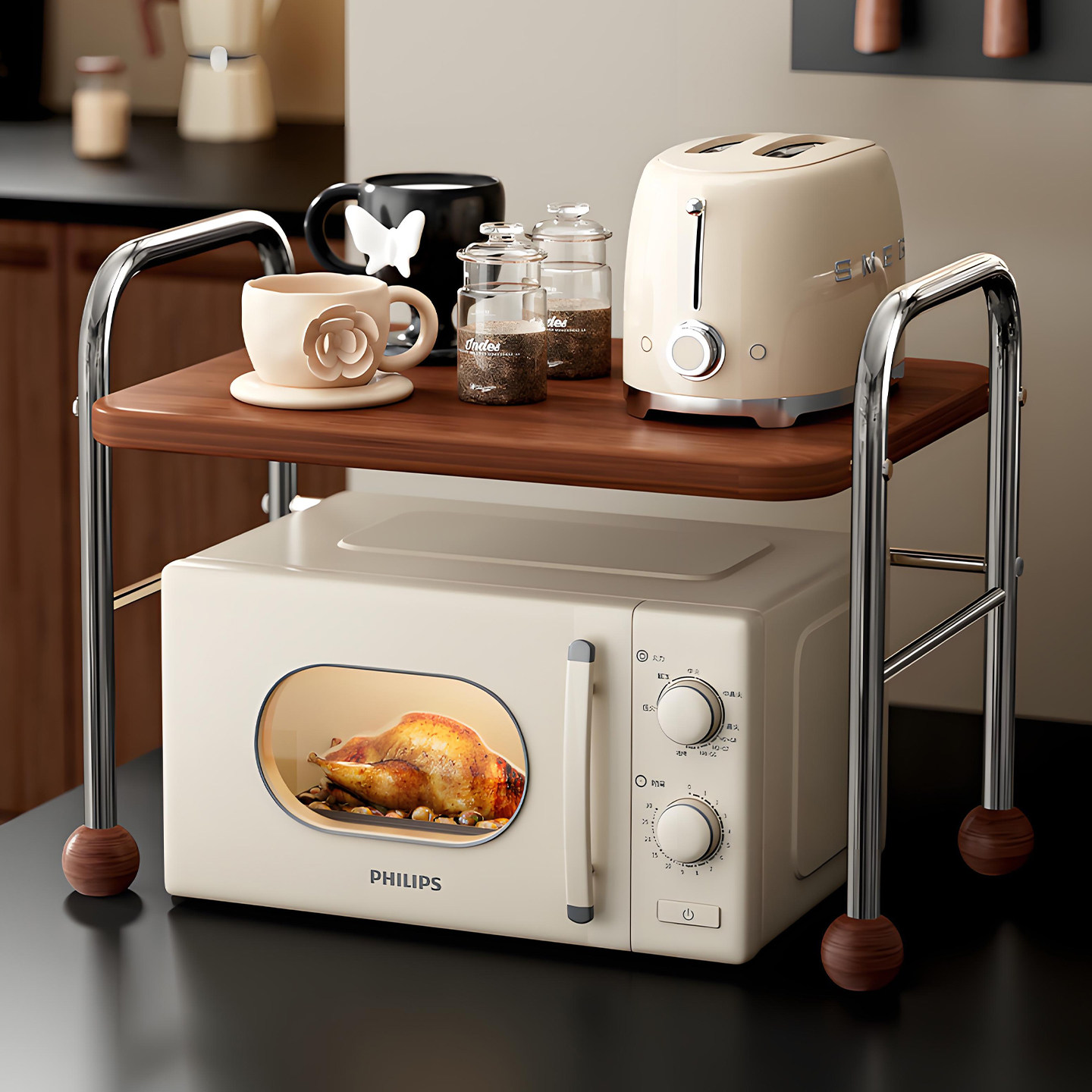 Madors厨房微波炉置物架家用台面放微波炉面包机厨具收纳置物架子,厨房/烹饪用具,微波炉置物架,淘宝优惠券,粉丝福利购,淘宝优惠卷