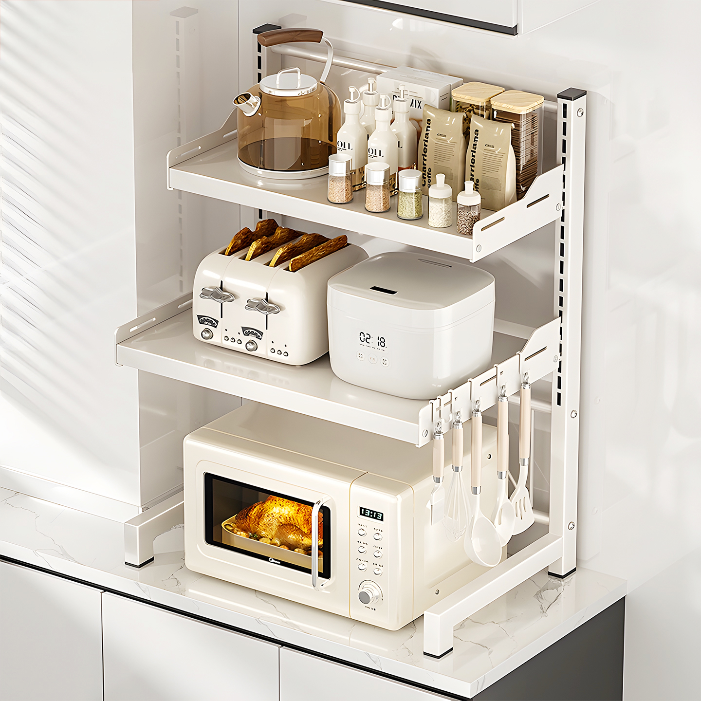 厨房微波炉置物架一体收纳