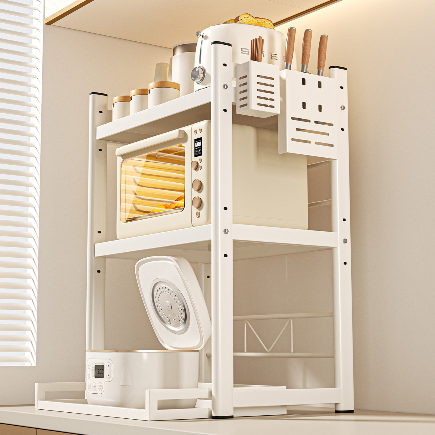 大容量三层家用厨房电器置物架