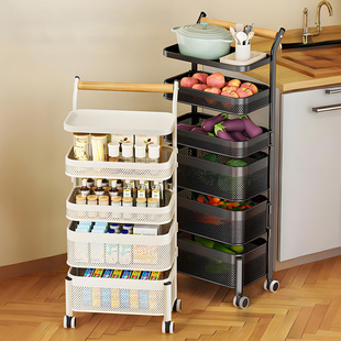 Madors新款厨房落地置物架多功能家用推拉放零食蔬菜冰箱侧收纳架