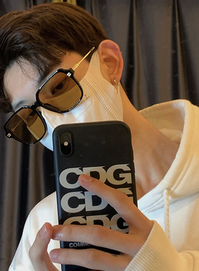 方形茶色墨镜潮男ins网红街拍开车遮阳太阳眼镜大框显瘦可配近视