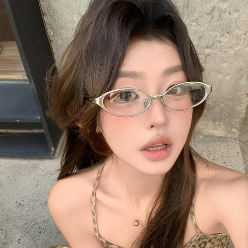 辣妹猫眼小框金属墨镜高级感y2k