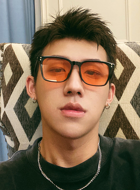 韩版透明红色眼镜男潮牌太阳镜复古ins时尚蹦迪网红个性街拍墨镜