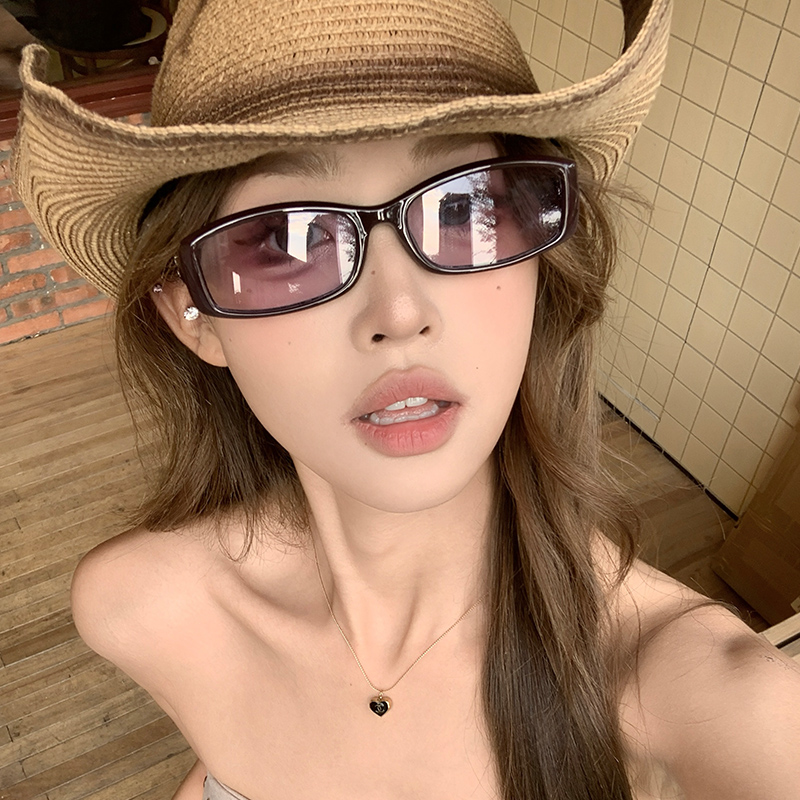 韩版GM复古小方框紫色墨镜女