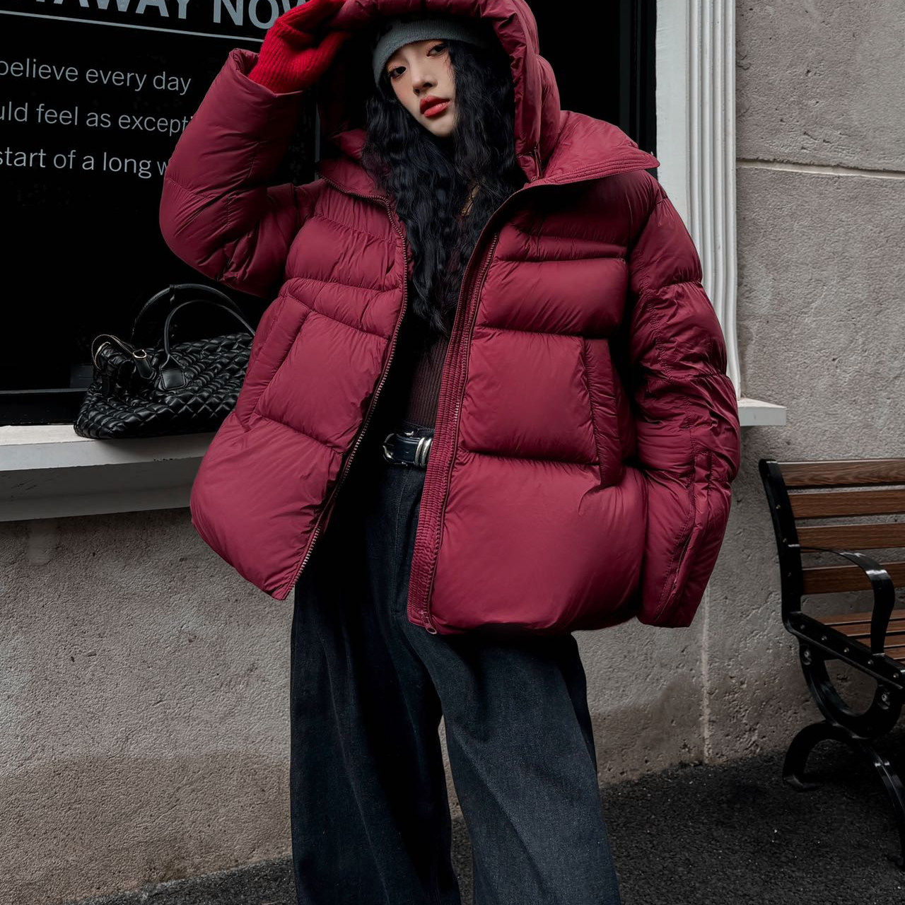 Q91190  90白鸭绒新款羽绒服女款短款时尚休闲百搭连帽女士修身