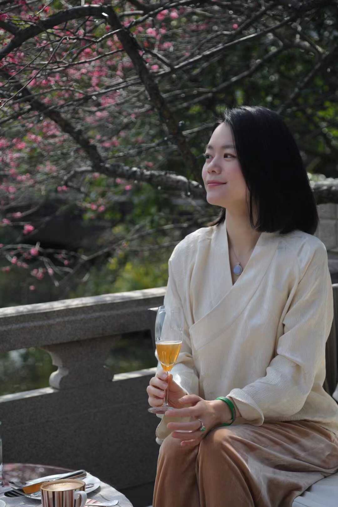 原创圆领春款开衫真丝混纺新中式